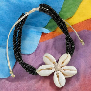 🆕️Handcrafted Shell Flower 🌸 Adjustable Beaded Anklet | Natural Seashell Beach